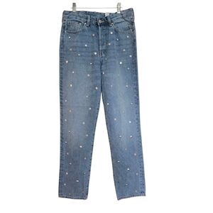 🌻2$25🌻 &Denim Studded Vintage Fit Highwaist Light Wash Straight Leg Dejkm Jean